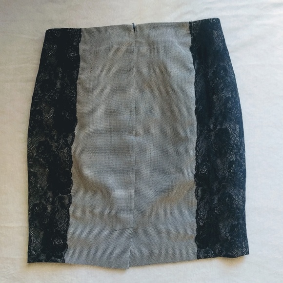 Laundry Houndstooth Lace Panel Pencil Skirt - Picture 1 of 5